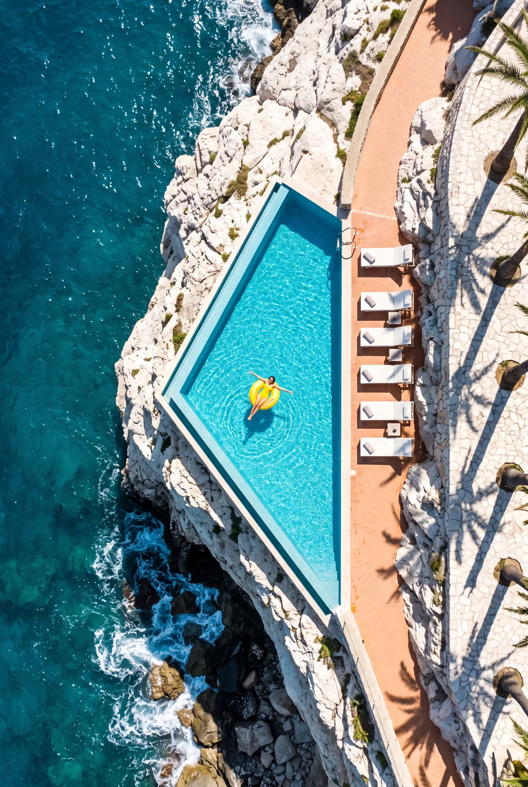 Une piscine suspendue au-dessus d’une falaise